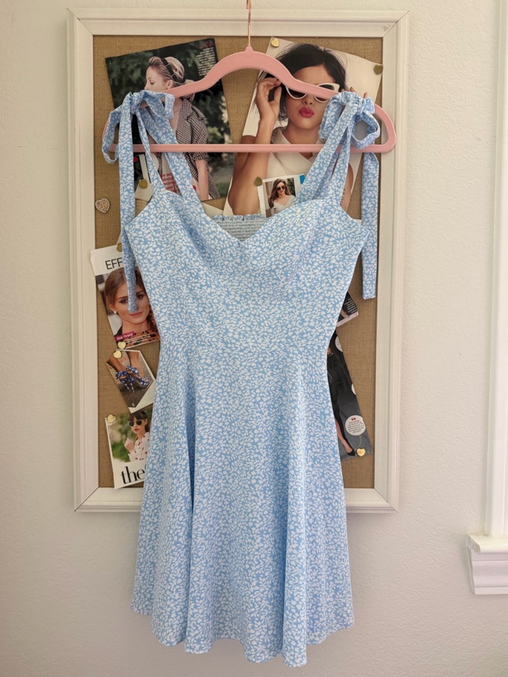 Light Blue Floral Tie-Shoulder Sundress